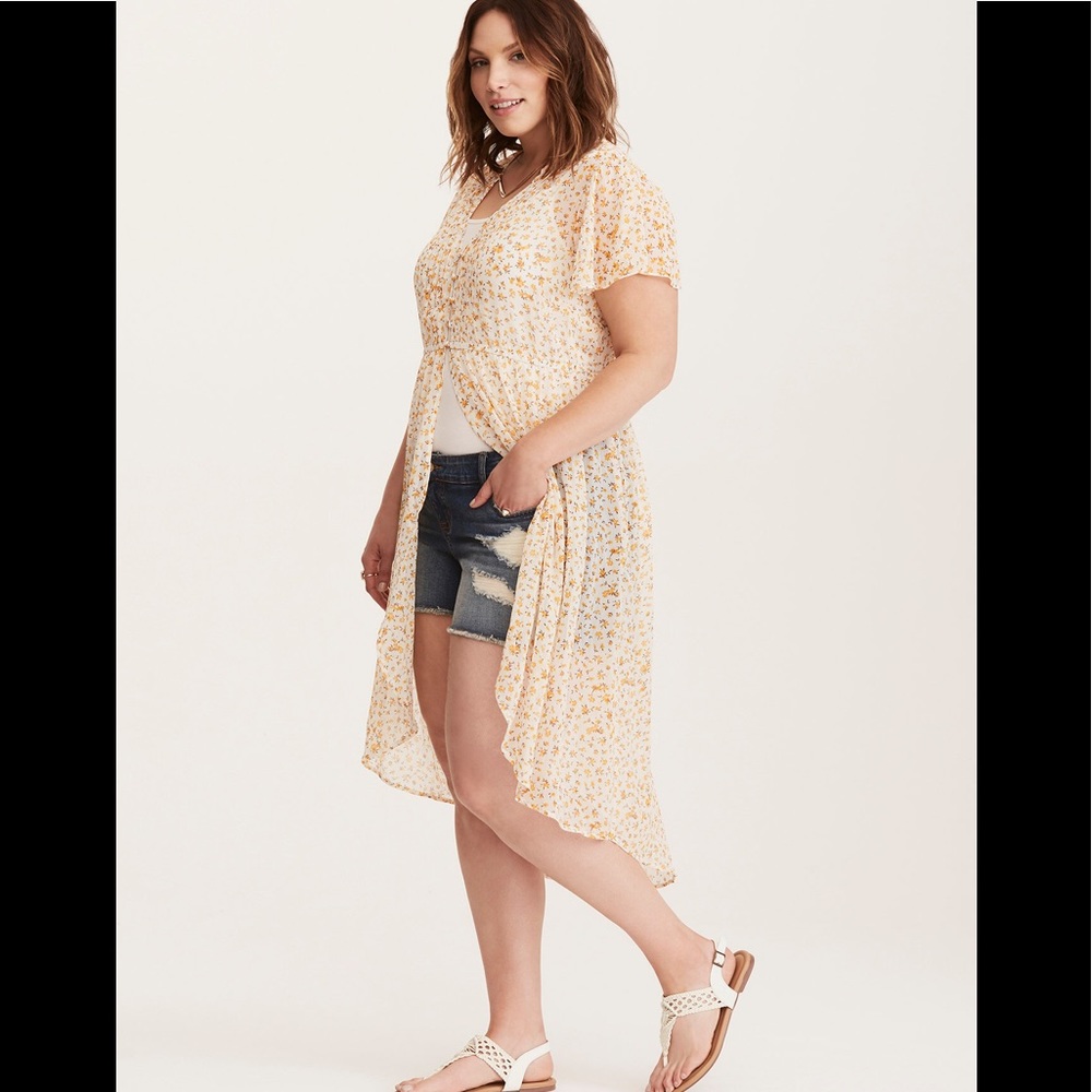 Torrid floral print chiffon split maxi top